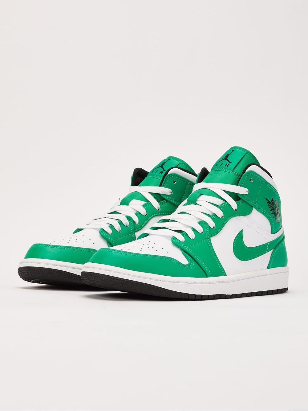 Jordan 1 Mid Air Sneakers in White Lucky Green